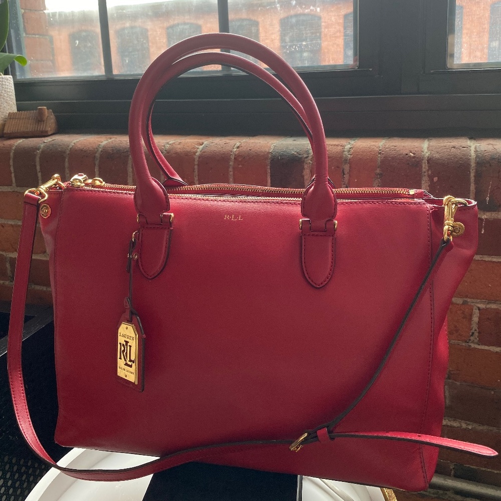 Ralph Lauren Red Leather Tote